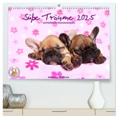 Süße Träume 2025 - schlafende Hundewelpen (hochwertiger Premium Wandkalender 2025 DIN A2 quer), Kunstdruck in Hochglanz - Calvendo;Hutfluss, Jeanette