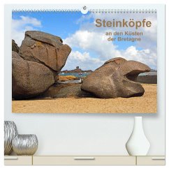 Steinköpfe an den Küsten der Bretagne (hochwertiger Premium Wandkalender 2025 DIN A2 quer), Kunstdruck in Hochglanz