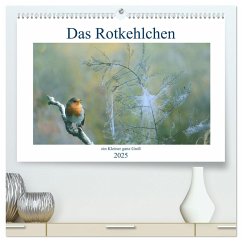 Das Rotkehlchen, ein Kleiner ganz Groß (hochwertiger Premium Wandkalender 2025 DIN A2 quer), Kunstdruck in Hochglanz