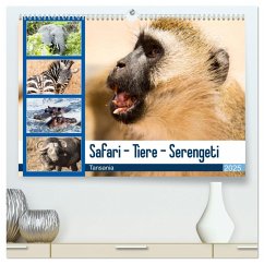 Safari - Tiere - Serengeti (hochwertiger Premium Wandkalender 2025 DIN A2 quer), Kunstdruck in Hochglanz