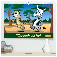 Tierisch aktiv! (hochwertiger Premium Wandkalender 2025 DIN A2 quer), Kunstdruck in Hochglanz - Calvendo;jokatoons