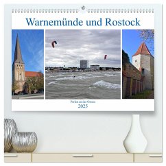 Warnemünde und Rostock, Perlen an der Ostsee (hochwertiger Premium Wandkalender 2025 DIN A2 quer), Kunstdruck in Hochglanz