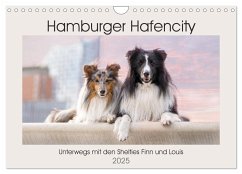 Hamburger Hafencity - Unterwegs mit den Shelties Finn und Louis (Wandkalender 2025 DIN A4 quer), CALVENDO Monatskalender