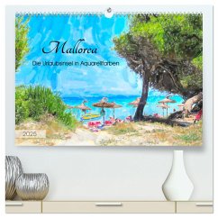 Mallorca - Die Urlaubsinsel in Aquarellfarben (hochwertiger Premium Wandkalender 2025 DIN A2 quer), Kunstdruck in Hochglanz