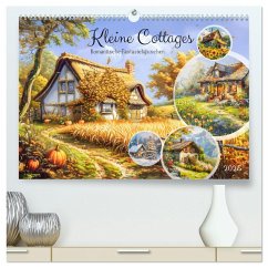 Kleine Cottages - Romantische Fantasiehäuschen (hochwertiger Premium Wandkalender 2025 DIN A2 quer), Kunstdruck in Hochglanz