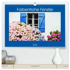 Farbenfrohe Fenster (hochwertiger Premium Wandkalender 2025 DIN A2 quer), Kunstdruck in Hochglanz