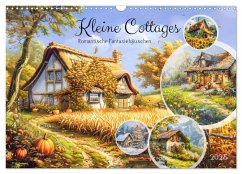 Kleine Cottages - Romantische Fantasiehäuschen (Wandkalender 2025 DIN A3 quer), CALVENDO Monatskalender