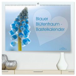 Blauer Blütentraum - Bastelkalender (hochwertiger Premium Wandkalender 2025 DIN A2 quer), Kunstdruck in Hochglanz