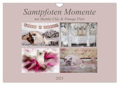 Samtpfoten Momente mit Shabby Chic & Vintage Flair (Wandkalender 2025 DIN A4 quer), CALVENDO Monatskalender