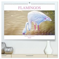 Flamingos - imposante Schönheiten (hochwertiger Premium Wandkalender 2025 DIN A2 quer), Kunstdruck in Hochglanz - Calvendo;Brunner-Klaus, Liselotte