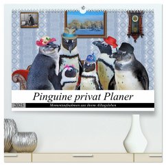 Pinguine privat Planer (hochwertiger Premium Wandkalender 2025 DIN A2 quer), Kunstdruck in Hochglanz - Calvendo;glandarius, Garrulus