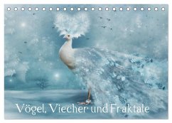 Vögel, Viecher und Fraktale (Tischkalender 2025 DIN A5 quer), CALVENDO Monatskalender