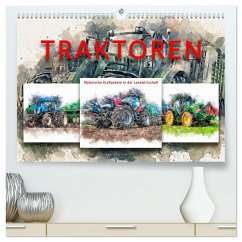 Traktoren - malerische Kraftpakete in der Landwirtschaft (hochwertiger Premium Wandkalender 2025 DIN A2 quer), Kunstdruck in Hochglanz