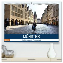 Münster - die liebenswerte Fahrradstadt (hochwertiger Premium Wandkalender 2025 DIN A2 quer), Kunstdruck in Hochglanz