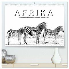 AFRIKA - Schwarz-weiss Fotografien im modernen &quote;High Key&quote; Look (hochwertiger Premium Wandkalender 2025 DIN A2 quer), Kunstdruck in Hochglanz