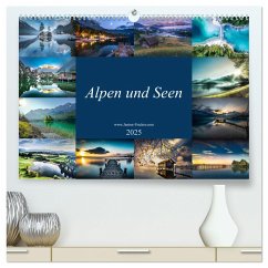 Alpen und Seen (hochwertiger Premium Wandkalender 2025 DIN A2 quer), Kunstdruck in Hochglanz