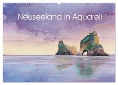 Neuseeland in Aquarell (Wandkalender 2025 DIN A2 quer), CALVENDO Monatskalender