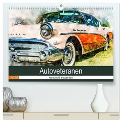 Autoveteranen - kunstvoll inszeniert (hochwertiger Premium Wandkalender 2025 DIN A2 quer), Kunstdruck in Hochglanz