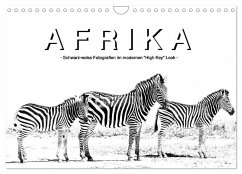 AFRIKA - Schwarz-weiss Fotografien im modernen &quote;High Key&quote; Look (Wandkalender 2025 DIN A4 quer), CALVENDO Monatskalender