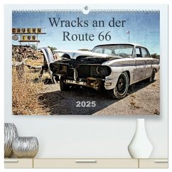 Wracks an der Route 66 (hochwertiger Premium Wandkalender 2025 DIN A2 quer), Kunstdruck in Hochglanz