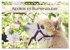 Alpakas im Blumenzauber (Tischkalender 2025 DIN A5 quer), CALVENDO Monatskalender - Calvendo;Rentschler, Heidi
