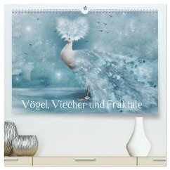 Vögel, Viecher und Fraktale (hochwertiger Premium Wandkalender 2025 DIN A2 quer), Kunstdruck in Hochglanz - Calvendo