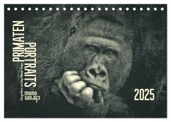PRIMATEN PORTRAITS - monochrom (Tischkalender 2025 DIN A5 quer), CALVENDO Monatskalender