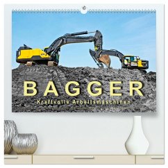 Bagger - kraftvolle Arbeitsmaschinen (hochwertiger Premium Wandkalender 2025 DIN A2 quer), Kunstdruck in Hochglanz