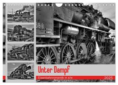 Unter Dampf - Eisenbahnromantik in schwarz-weiß (Wandkalender 2025 DIN A4 quer), CALVENDO Monatskalender