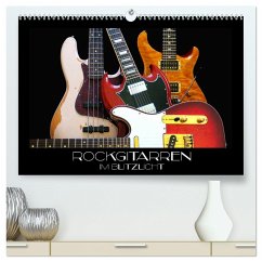 Rockgitarren im Blitzlicht (hochwertiger Premium Wandkalender 2025 DIN A2 quer), Kunstdruck in Hochglanz