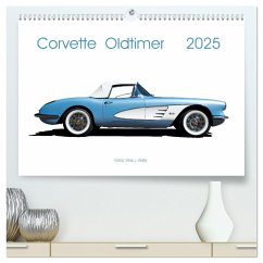 Corvette Oldtimer 2025 (hochwertiger Premium Wandkalender 2025 DIN A2 quer), Kunstdruck in Hochglanz