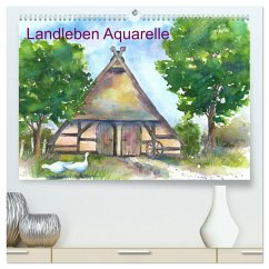 Landleben Aquarelle (hochwertiger Premium Wandkalender 2025 DIN A2 quer), Kunstdruck in Hochglanz