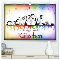 herzige bunte Kätzchen (hochwertiger Premium Wandkalender 2025 DIN A2 quer), Kunstdruck in Hochglanz