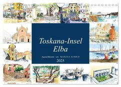 Toskana-Insel Elba - Aquarellskizzen (Wandkalender 2025 DIN A4 quer), CALVENDO Monatskalender