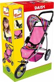 Bino 82912 - Daisy Puppenwagen Jogger mit 3 Räder, Puppenbuggy für Puppen von ca. 45 cm, pink/bunt