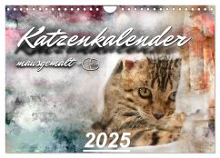 Katzenkalender mausgemalt (Wandkalender 2025 DIN A4 quer), CALVENDO Monatskalender