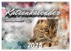 Katzenkalender mausgemalt (Wandkalender 2025 DIN A2 quer), CALVENDO Monatskalender - Calvendo;Banker, Sylvio
