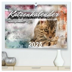 Katzenkalender mausgemalt (hochwertiger Premium Wandkalender 2025 DIN A2 quer), Kunstdruck in Hochglanz - Calvendo;Banker, Sylvio