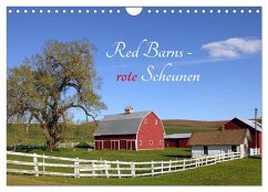 Red Barns - rote Scheunen (Wandkalender 2025 DIN A4 quer), CALVENDO Monatskalender