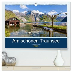 Am schönen Traunsee im Salzkammergut (hochwertiger Premium Wandkalender 2025 DIN A2 quer), Kunstdruck in Hochglanz