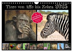 Tiere von Affe bis Zebra 2025 (Wandkalender 2025 DIN A4 quer), CALVENDO Monatskalender