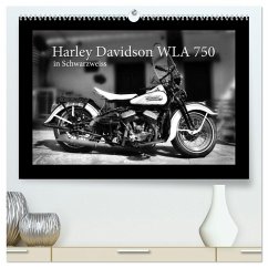 Harley Davidson WLA 750 in Schwarzweiss (hochwertiger Premium Wandkalender 2025 DIN A2 quer), Kunstdruck in Hochglanz - Calvendo;Laue, Ingo