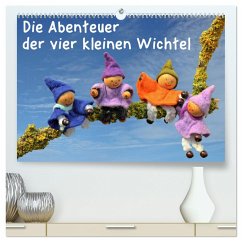 Die Abenteuer der vier kleinen Wichtel (hochwertiger Premium Wandkalender 2025 DIN A2 quer), Kunstdruck in Hochglanz - Calvendo;Schmutzler-Schaub, Christine