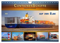 Containerschiffe auf der Elbe (Wandkalender 2025 DIN A4 quer), CALVENDO Monatskalender - Calvendo;Roder, Peter