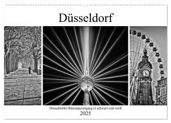 Düsseldorfer Rheinspaziergang in schwarz und weiß (Wandkalender 2025 DIN A2 quer), CALVENDO Monatskalender
