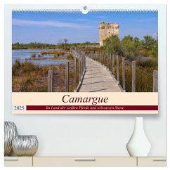 Camargue - Im Land der weißen Pferde und schwarzen Stiere (hochwertiger Premium Wandkalender 2025 DIN A2 quer), Kunstdruck in Hochglanz - Calvendo;LianeM