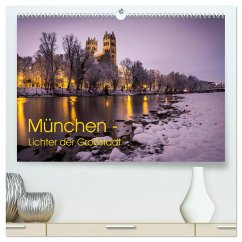 München - Lichter der Großstadt (hochwertiger Premium Wandkalender 2025 DIN A2 quer), Kunstdruck in Hochglanz - Calvendo;Schwab, Felix