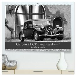 Citroën 11 CV Traction Avant in schwarzweiss (hochwertiger Premium Wandkalender 2025 DIN A2 quer), Kunstdruck in Hochglanz