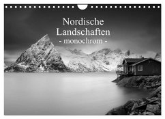 Nordische Landschaften - monochrom (Wandkalender 2025 DIN A4 quer), CALVENDO Monatskalender