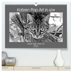 Katzen Pop Art in s/w - Kleine Tiger unter uns (hochwertiger Premium Wandkalender 2025 DIN A2 quer), Kunstdruck in Hochglanz